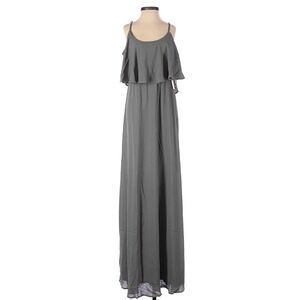 Caitlin grey Fairycore Maxi Grey Cold-Shoulder Ruffle dress new extra small xs